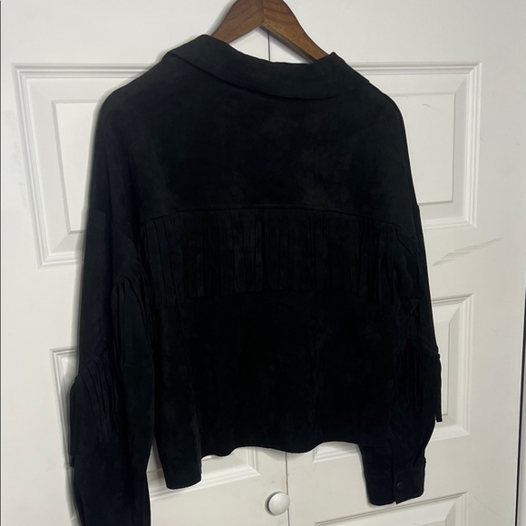 Loveriche Faux Suede Fringe Jacket Black Size Large Western Boho - Picture 3 of 6